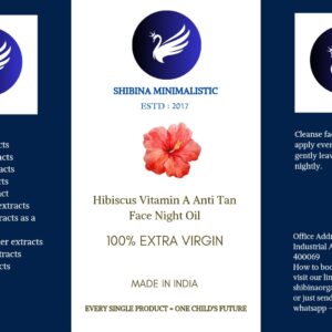 Hibiscus Vitamin A Anti Tan face night oil For All skin type 196ml