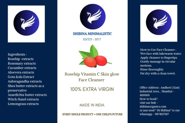 Rosehip oil vitamin C skinglow face cleanserI(wash) Designed for dry skin type 43ml