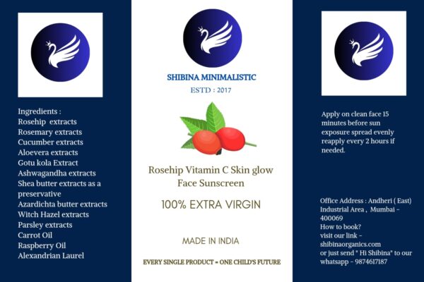 Rosehip oil vitamin C skinglow face sunscreen Designed for dry skin type 97ml
